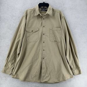 Vintage Nautica Button Down Long Sleeve Chamiose Shirt Khaki Beige Mens XL‎